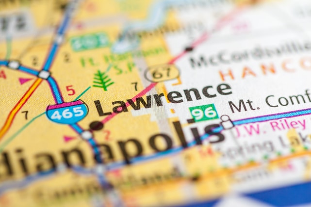 Lawrence, IN on a map