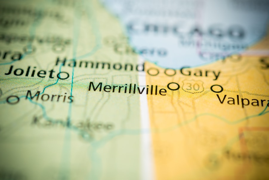 Merrillville, IN on a map