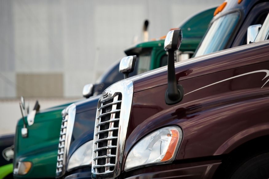 Trucks in a parking lot