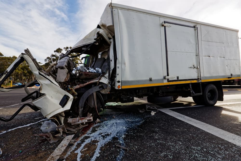 Truck crash on highway