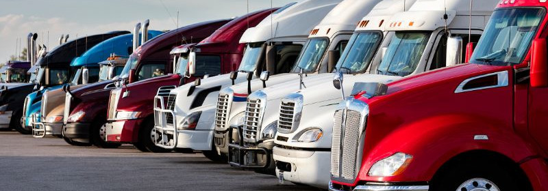 18 wheelers aligned in the road
