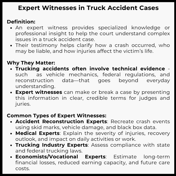 Expert Witnesses in Truck Accident Cases