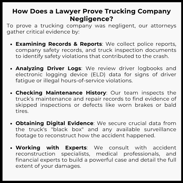 How Does a Lawyer Prove Trucking Company Negligence?