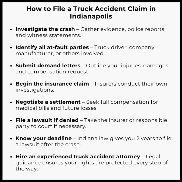 How to File a Truck Accident Claim in Indianapolis