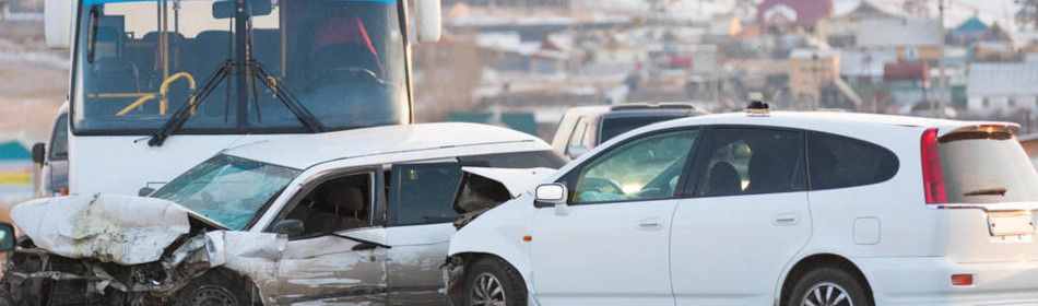 Bus collision with multiple cars