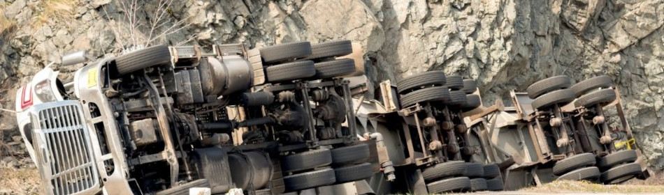 Overturned truck on road