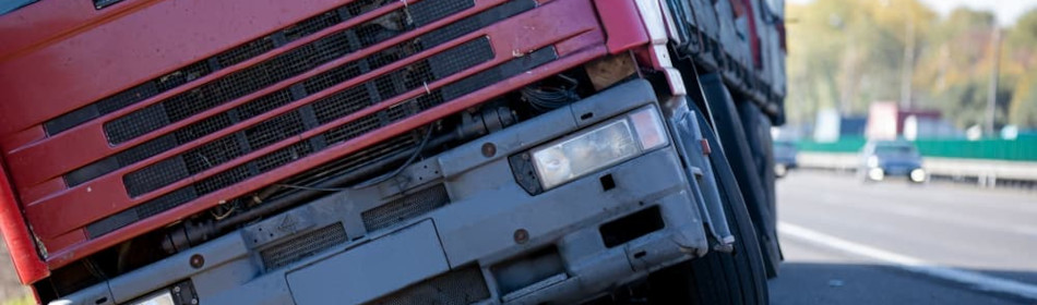 Truck gets stranded on the side of the road after an accident