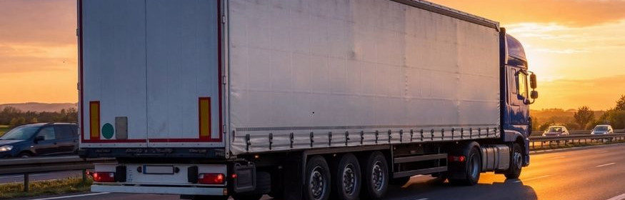 Truck moving along the road