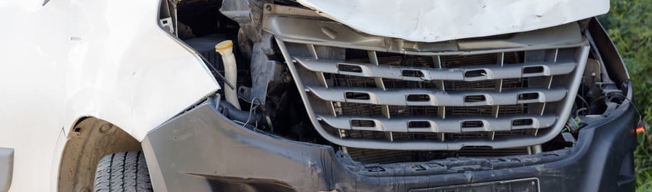 Front crashed delivery minivan