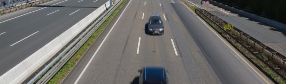 car driving against the road on the highway