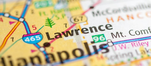 Lawrence, IN on a map