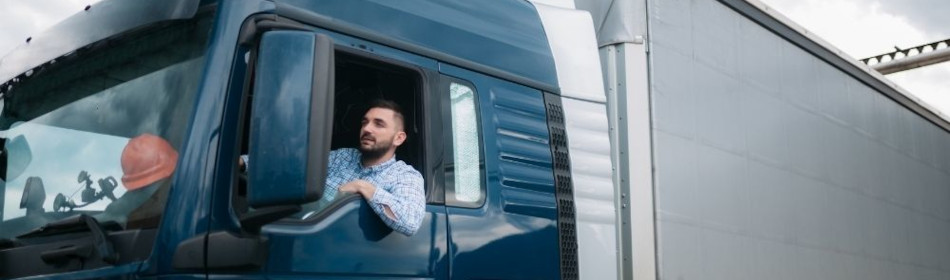 Male driver parking his truck
