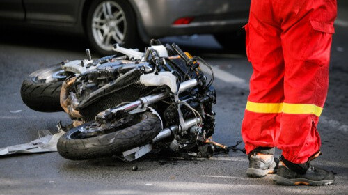 damaged motorcycle after an accident