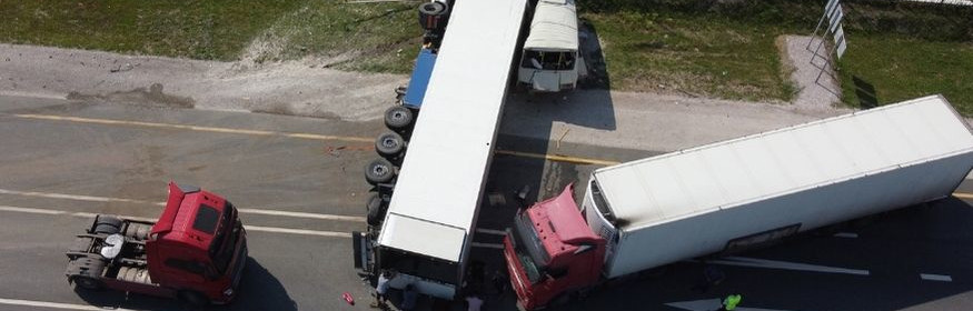 Multiple trucks involved in an accident