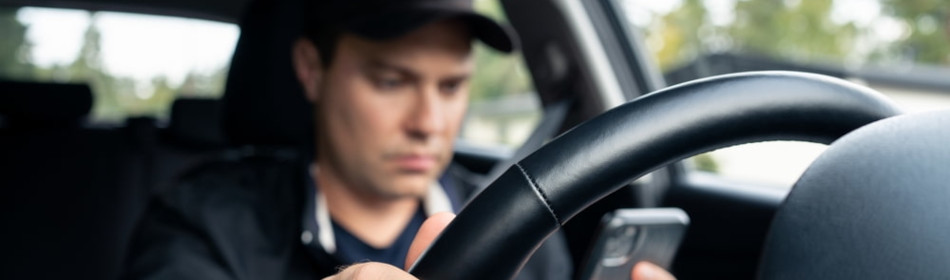 Man texts while driving