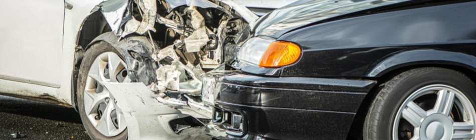 Head on collision crash on road