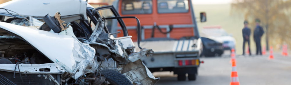 Tow truck collided with car on road