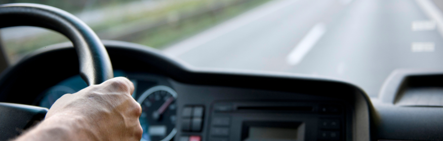 Unexperienced truck driver on the road