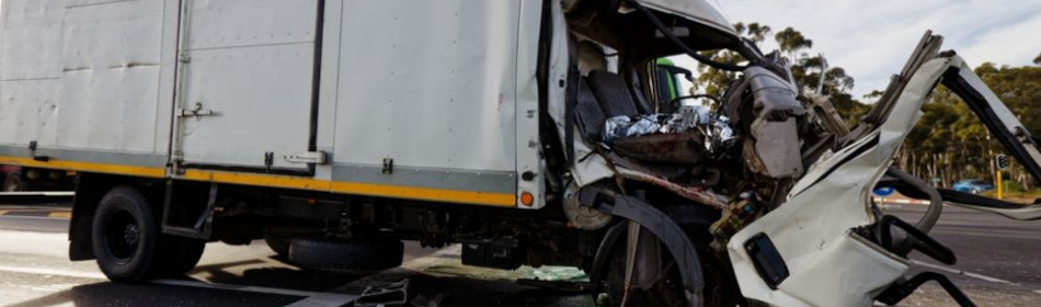 Delivery truck crash on road