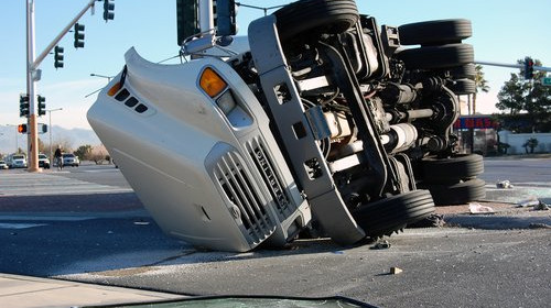 truck accident - rolledover